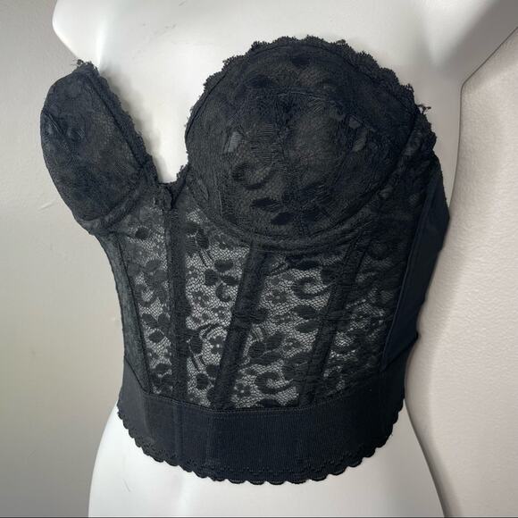 ADONNA Vintage Black Lace Bustier Size 34A Romantic Goth Regency Old Hollywood - Picture 3 of 7